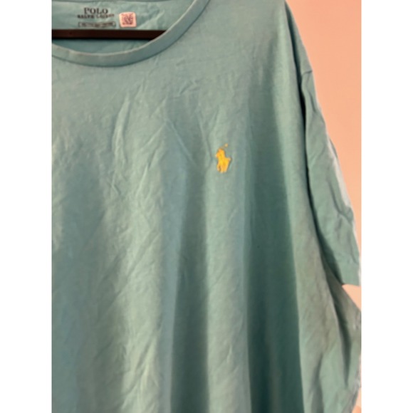 Polo Ralph Lauren Mens XXL Turquoise Blue Yellow Pony Logo Crewneck T-Shirt - Picture 6 of 8